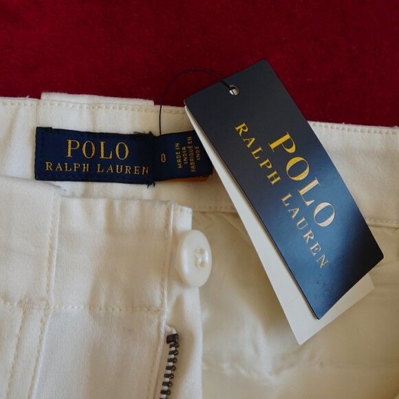 POLO RALPH LAUREN Wide Leg Pants Size 0 Ivory Cotton Blend Cargo Wear To Work - Picture 8 of 13